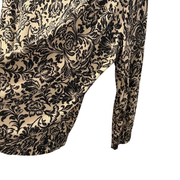 Talbots Womens Floral Print V-Neck Long Sleeve Sweater Sz 3X Black Cream - Picture 12 of 12